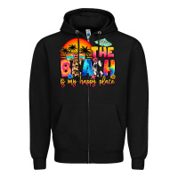 Black the beach is my happy place Zipper Hoodie - Artiststas