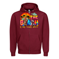 Burgundy the beach is my happy place Zipper Hoodie - Artiststas