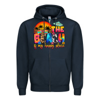 Navy the beach is my happy place Zipper Hoodie - Artiststas