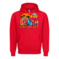 Red the beach is my happy place Zipper Hoodie - Artiststas