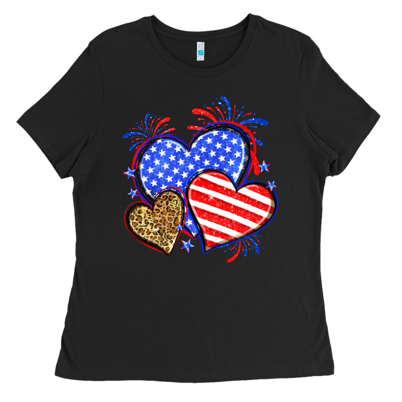 American Flag Leopard Hearts Ladies Tee by Neo Western | Teevron
