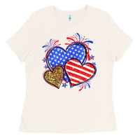 Bone American flag leopard hearts Ladies Tee - Neo Western