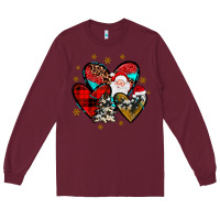 Burgundy heart  wood slice ornament Long Sleeve Tee - JahusDesignShop