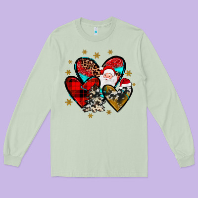 Heart  Wood Slice Ornament Long Sleeve Tee Designed By Jahusdesignshop