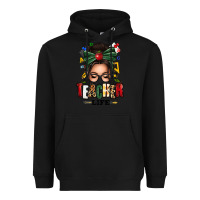 Black teacher life afro messy bun Heavyweight Hoodie - texasbilliewilder