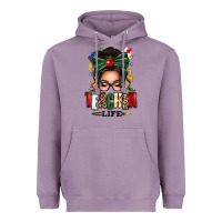 Lavender teacher life afro messy bun Heavyweight Hoodie - texasbilliewilder