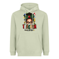 Matcha teacher life afro messy bun Heavyweight Hoodie - texasbilliewilder