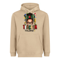 Mushroom teacher life afro messy bun Heavyweight Hoodie - texasbilliewilder