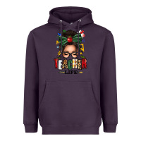 Plum teacher life afro messy bun Heavyweight Hoodie - texasbilliewilder