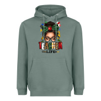 Sage teacher life afro messy bun Heavyweight Hoodie - texasbilliewilder