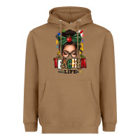 Toasted Coconut teacher life afro messy bun Heavyweight Hoodie - texasbilliewilder