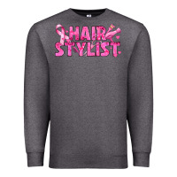 Charcoal Heather Breast Cancer hair stylist Premium Sweatshirt - texasbilliewilder