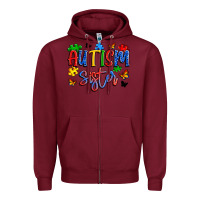 Burgundy autism sister Zipper Hoodie - Artiststas