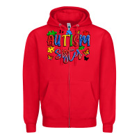 Red autism sister Zipper Hoodie - Artiststas