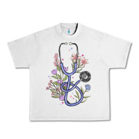 Lunar Rock floral stethoscope Urban Heavy Tee - MaliasSmallBusiness