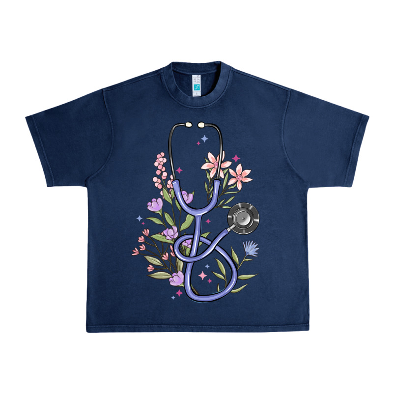 Floral Stethoscope Urban Heavy Tee by MaliasSmallBusiness | Teevron