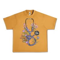 Peanut Butter floral stethoscope Urban Heavy Tee - MaliasSmallBusiness