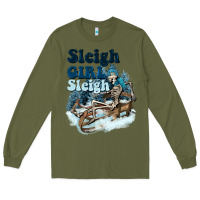 Army Green sleigh girl sleigh skeleton Long Sleeve Tee - NancyCooperArtShop
