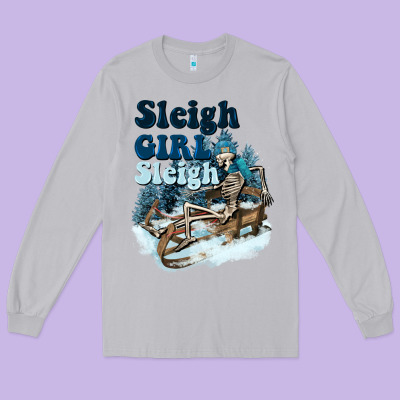 Sleigh Girl Sleigh Skeleton Long Sleeve Tee Designed By Nancycooperartshop