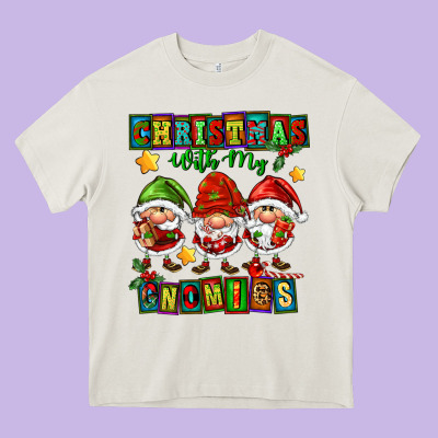 Christmas With My Gnomies Heavy Core Tee Designed By Fadigitalartstudio