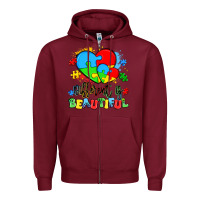 Burgundy different is beautiful Zipper Hoodie - Artiststas