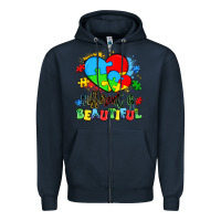 Navy different is beautiful Zipper Hoodie - Artiststas
