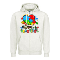 Oatmeal Heather different is beautiful Zipper Hoodie - Artiststas