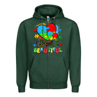 Sports Green different is beautiful Zipper Hoodie - Artiststas