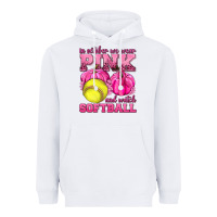 White In October We Wear Pink and Watch Softball Heavyweight Hoodie - texasbilliewilder