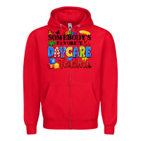 Red somebody's favorite daycare teacher Zipper Hoodie - Artiststas