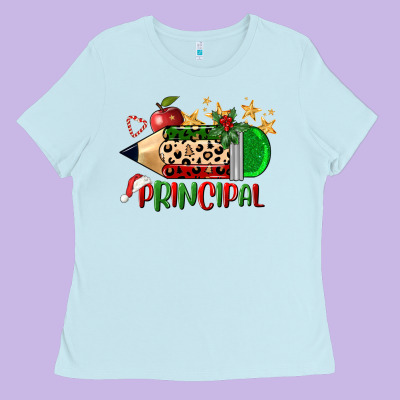 Christmas Principal Pencil Ladies Tee Designed By Fadigitalartstudio