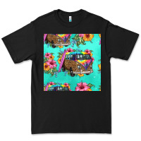 Black floral hippie truck seamless pattern Premium Tee - HRA Design Shop