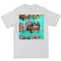 Dove Grey floral hippie truck seamless pattern Premium Tee - HRA Design Shop