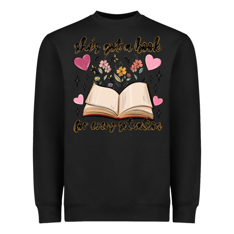 She's Got A Book For Every Situation Heavyweight Sweatshirt by MaliasSmallBusiness | Teevron