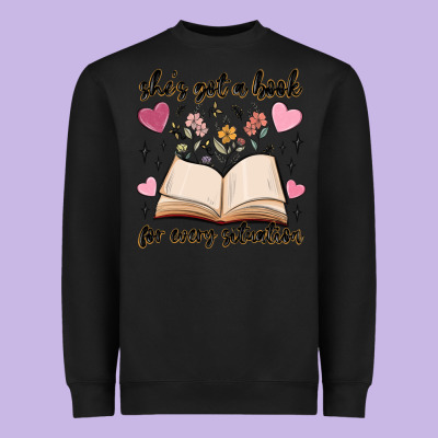 She's Got A Book For Every Situation Heavyweight Sweatshirt Designed By Maliassmallbusiness