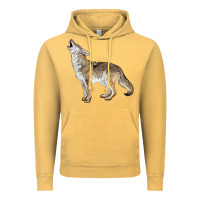 Vintage Mustard Howling Coyote Vintage Hoodie - LillyAllenDesigns