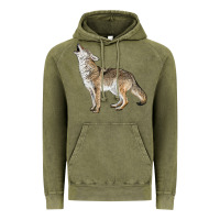 Vintage Olive Howling Coyote Vintage Hoodie - LillyAllenDesigns
