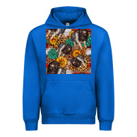 Cobalt baby hampshire pig sunflowers seamless pattern Urban Hoodie - FaDigitalArtStudio