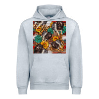 Heather Grey baby hampshire pig sunflowers seamless pattern Urban Hoodie - FaDigitalArtStudio