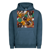 Pigment Midnight Navy baby hampshire pig sunflowers seamless pattern Urban Hoodie - FaDigitalArtStudio