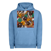 Pigment Pebble Blue baby hampshire pig sunflowers seamless pattern Urban Hoodie - FaDigitalArtStudio