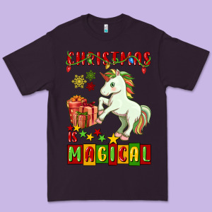 Christmas Magical Unicorn Premium Tee Designed By Fadigitalartstudio