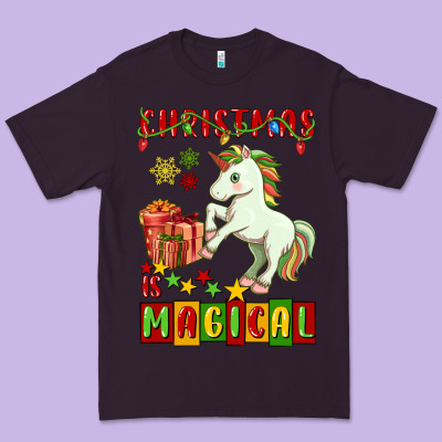 Christmas Magical Unicorn Premium Tee Designed By Fadigitalartstudio