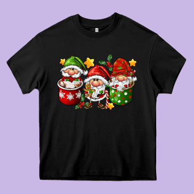 Coffee Cup Santa Gnomies Heavy Core Tee Designed By Fadigitalartstudio