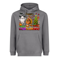 Storm Happy Hallothanksmas with ghost turkey and tree Heavyweight Hoodie - texasbilliewilder
