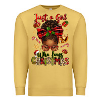 Antique Gold just a girl who loves christmas afro messy bun Premium Sweatshirt - texasbilliewilder