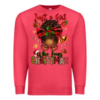 Cardinal just a girl who loves christmas afro messy bun Premium Sweatshirt - texasbilliewilder