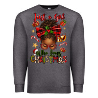 Charcoal Heather just a girl who loves christmas afro messy bun Premium Sweatshirt - texasbilliewilder