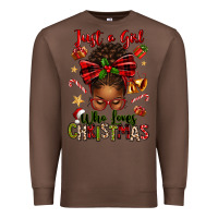 Chestnut just a girl who loves christmas afro messy bun Premium Sweatshirt - texasbilliewilder