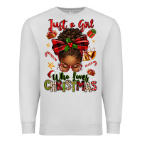 Dove Grey just a girl who loves christmas afro messy bun Premium Sweatshirt - texasbilliewilder